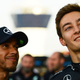A photo of Lewis Hamilton and George Russell.